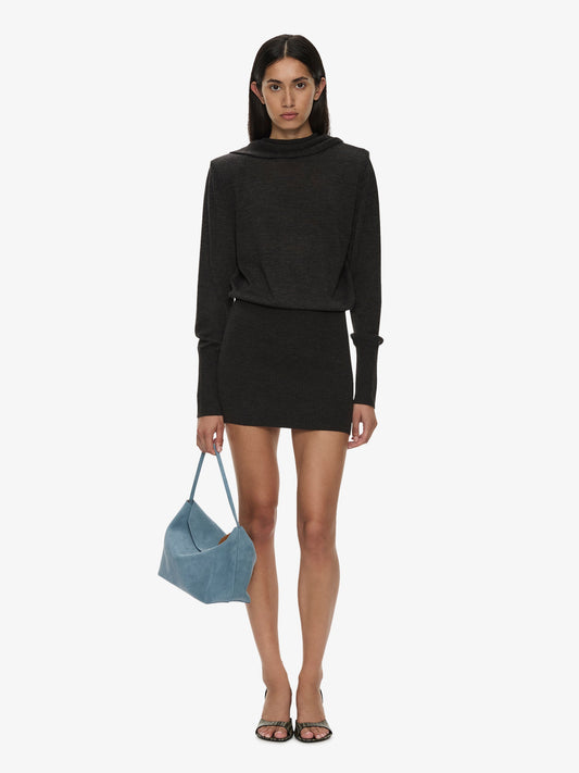 Image of Dresses. Product name - Cesura Cowl Sweater Dress in Carbon colour by brand - CHRISTOPHER ESBER