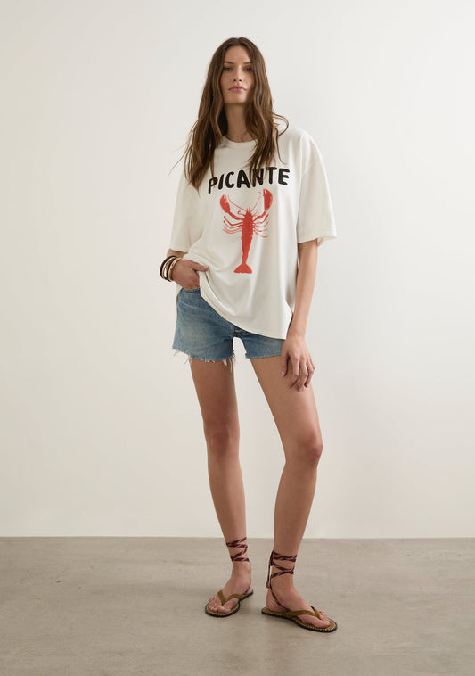 Image of a model wearing Tops. Productname: Auguste The Label Picante Boyfriend Tee in White colour by brand - Auguste The Label