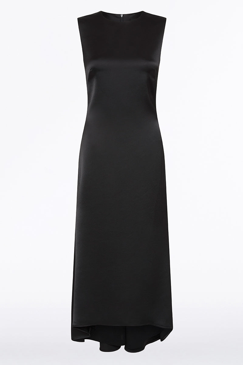 Carla Zampatti Satin Godet Dress (Black)