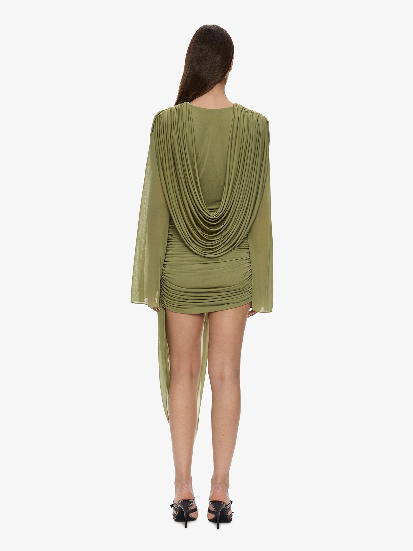 CHRISTOPHER ESBER Ripple Drape Long Sleeve Mini Dress (Fennel)