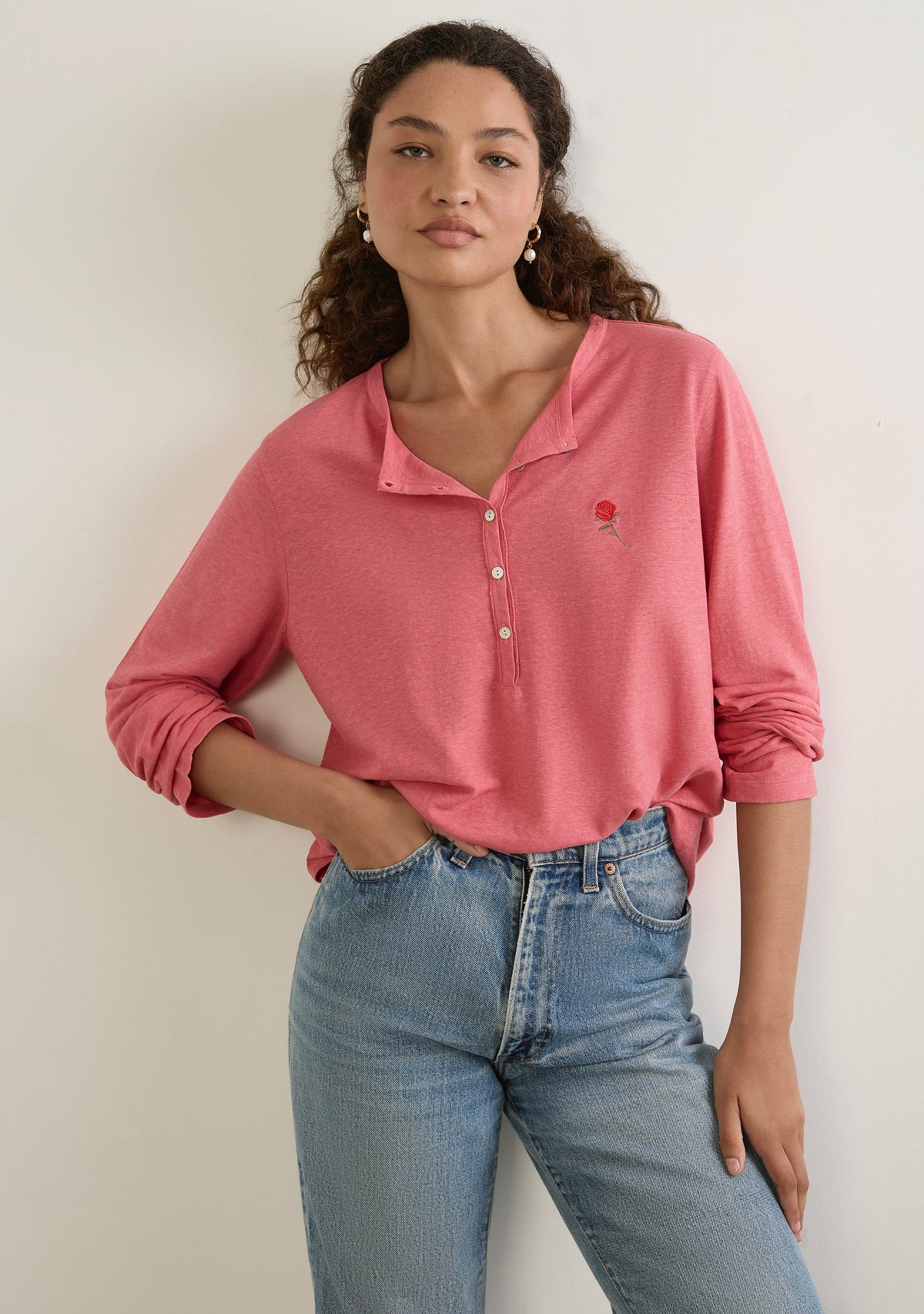 Image of T-Shirts. Productname: Auguste The Label Kirby Henley Tee in Print colour by brand - Auguste The Label