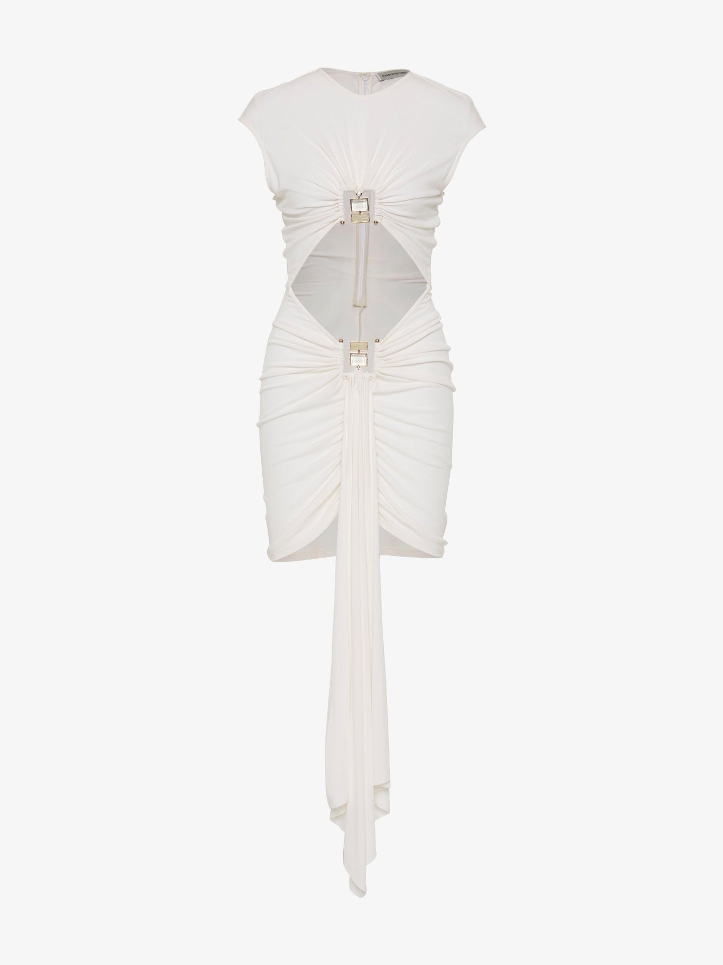 CHRISTOPHER ESBER Bezel Quartz Disconnect Short Sleeve Mini Dress (White)