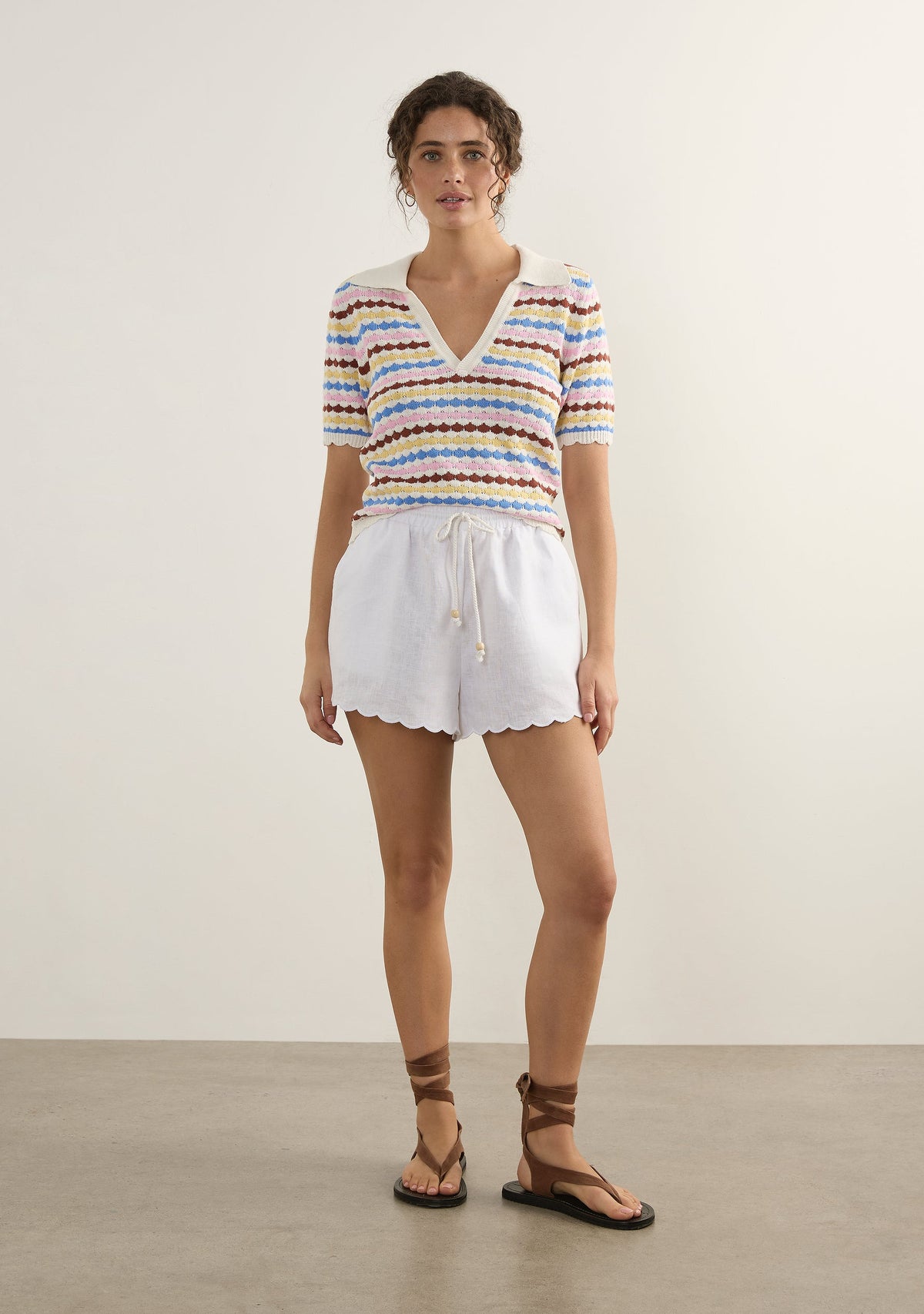 Image of a model wearing Shorts. Productname: Auguste The Label Riley Short in Print colour by brand - Auguste The Label
