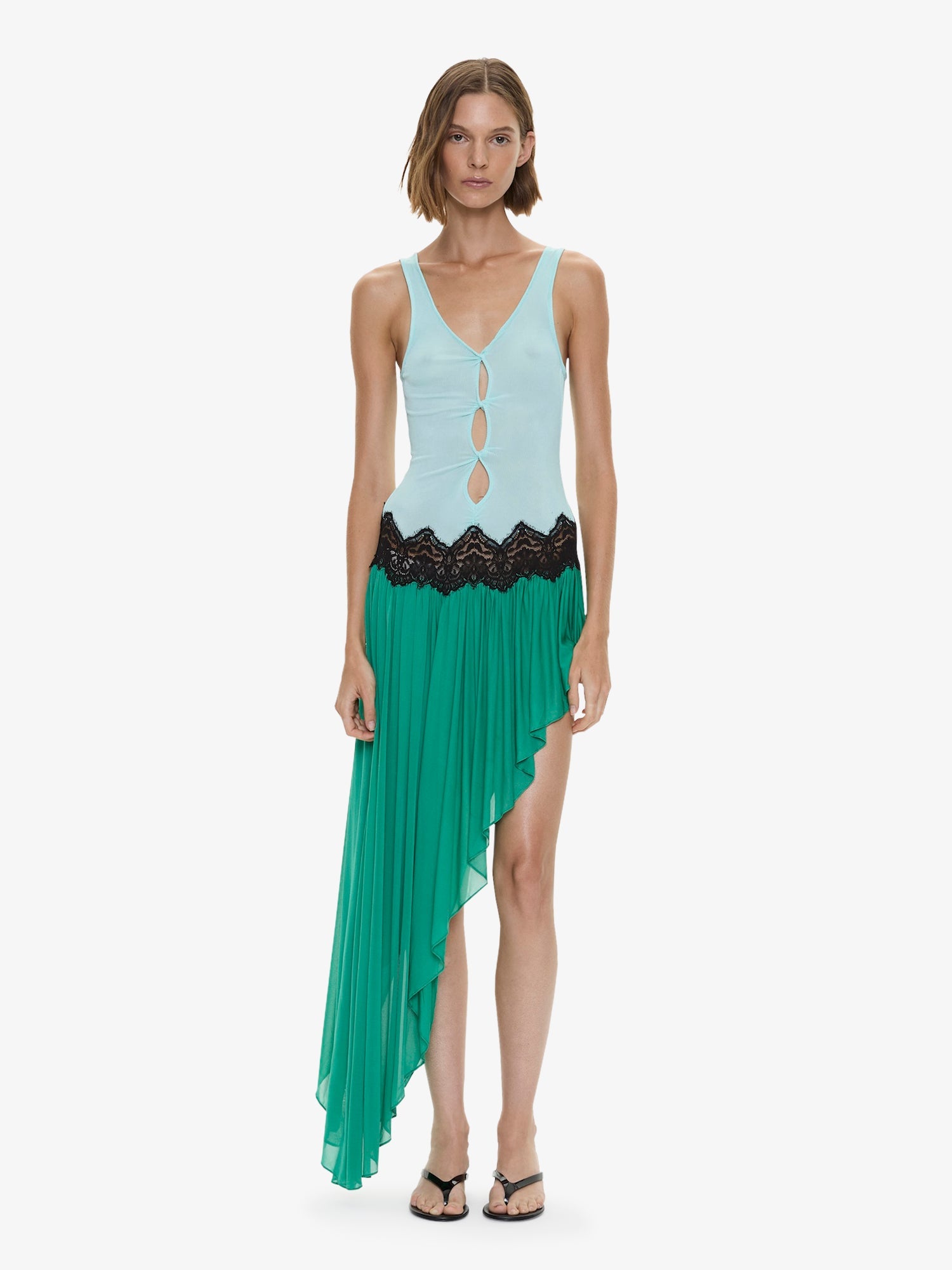 Image of Dresses. Product name - Open Twist Swept Tank Dress in Mint colour by brand - CHRISTOPHER ESBER