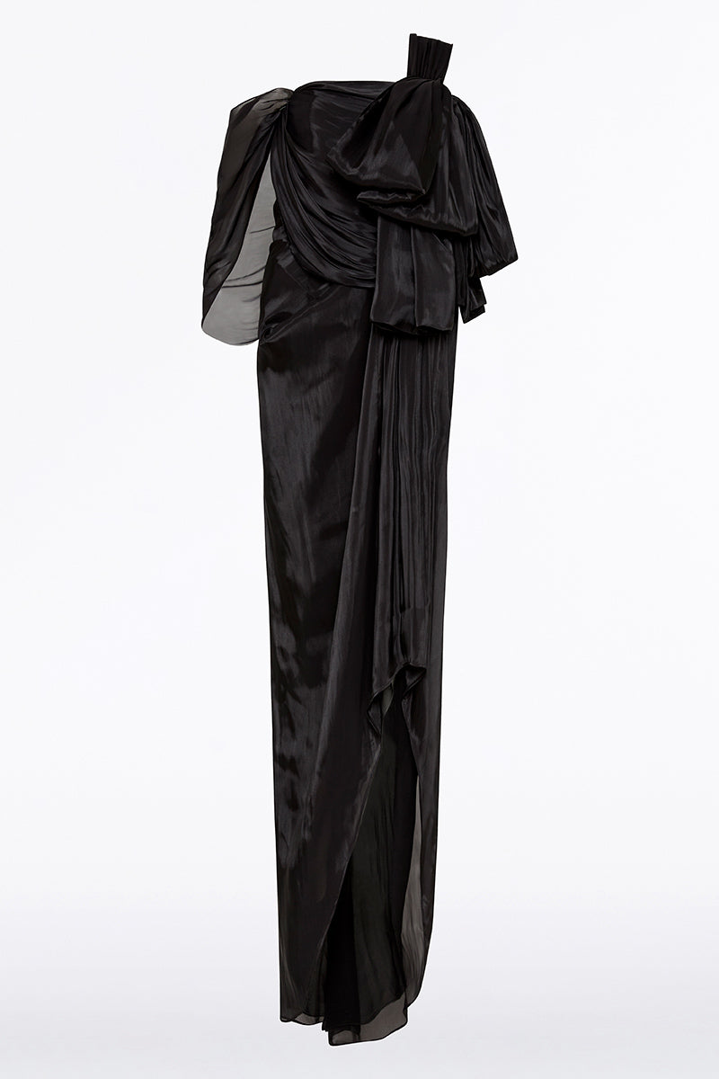 Carla Zampatti Lustre Chiffon Bow Gown (Black)