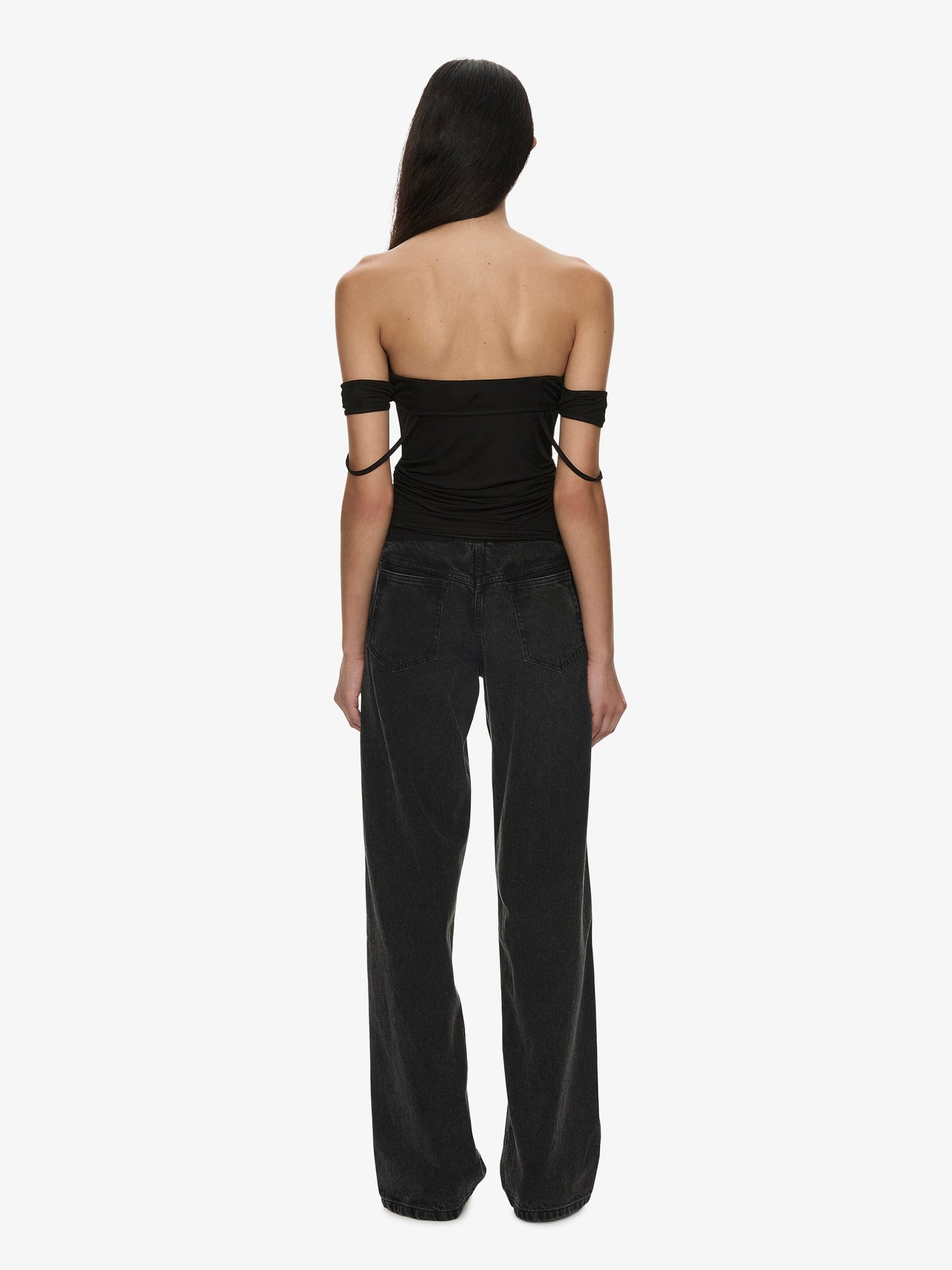CHRISTOPHER ESBER Hibiscus Embroidered Rib Foldover Cami (Black)