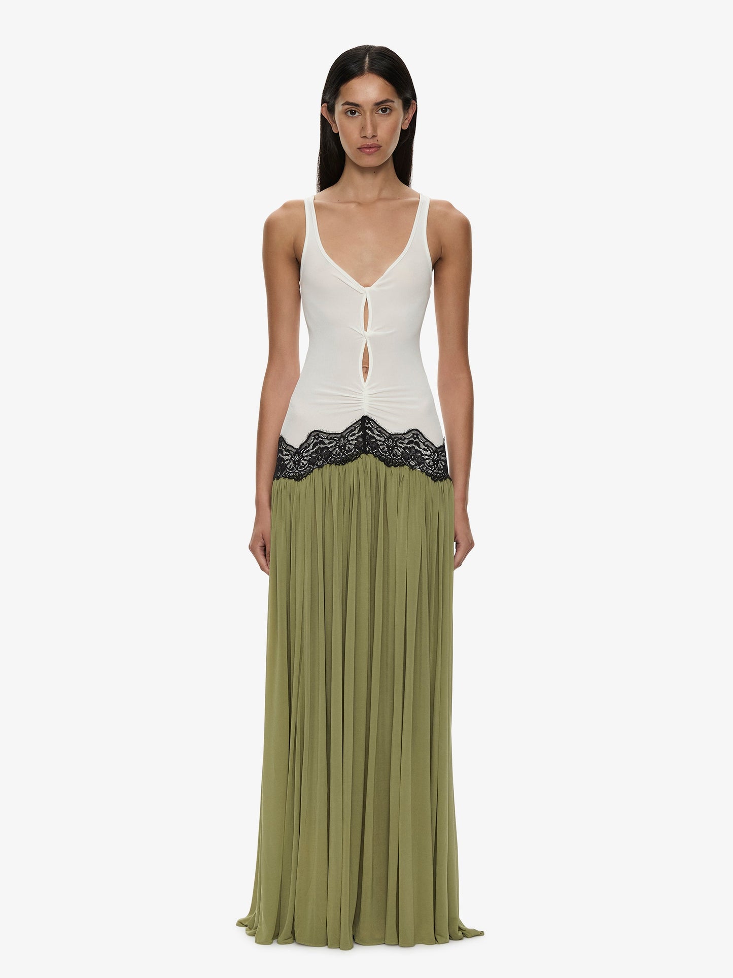 Image of Dresses. Product name - Open Twist Verner Lace Tank Dress in White colour by brand - CHRISTOPHER ESBER