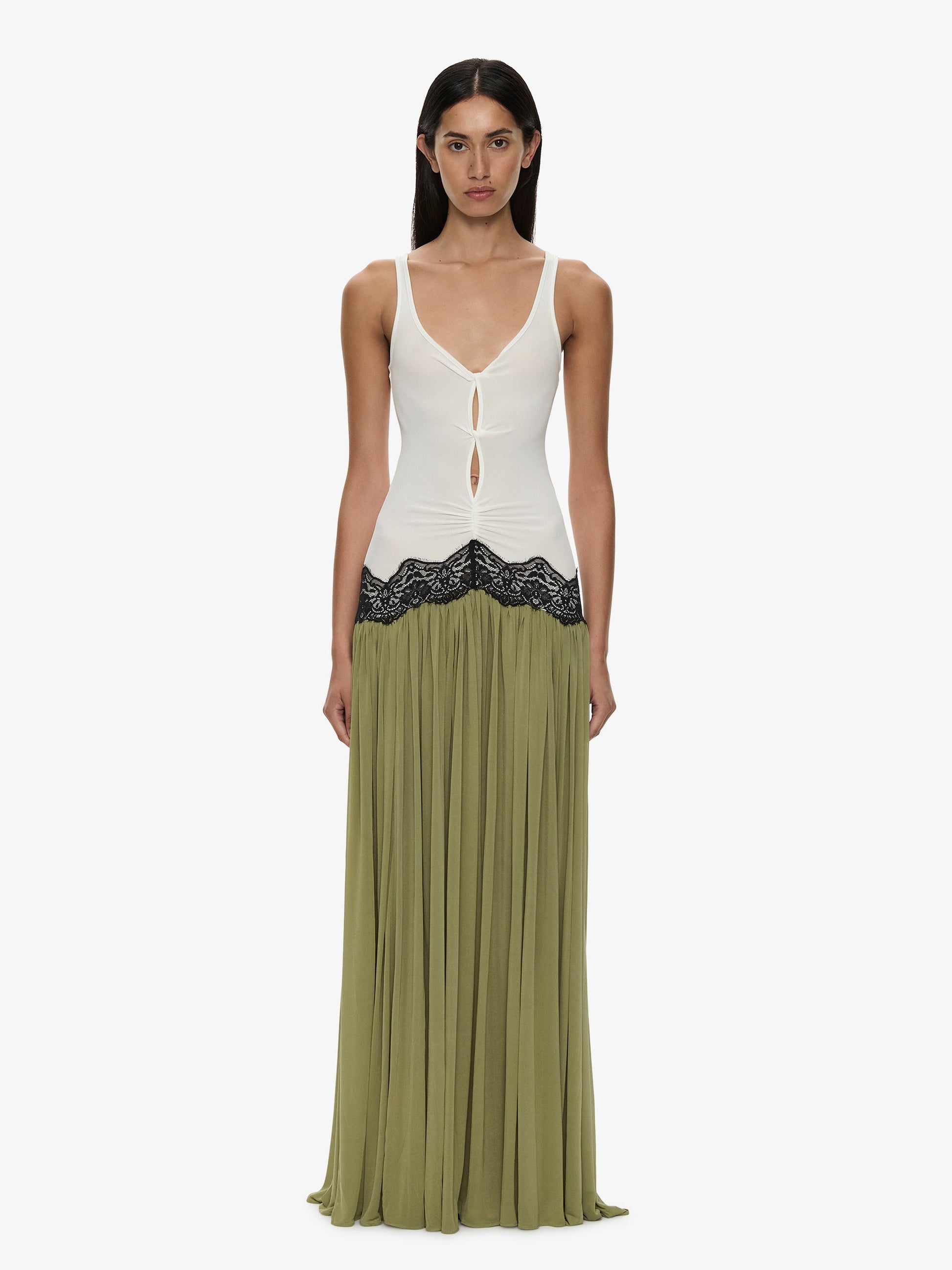 Image of Dresses. Product name - Open Twist Verner Lace Tank Dress in White colour by brand - CHRISTOPHER ESBER