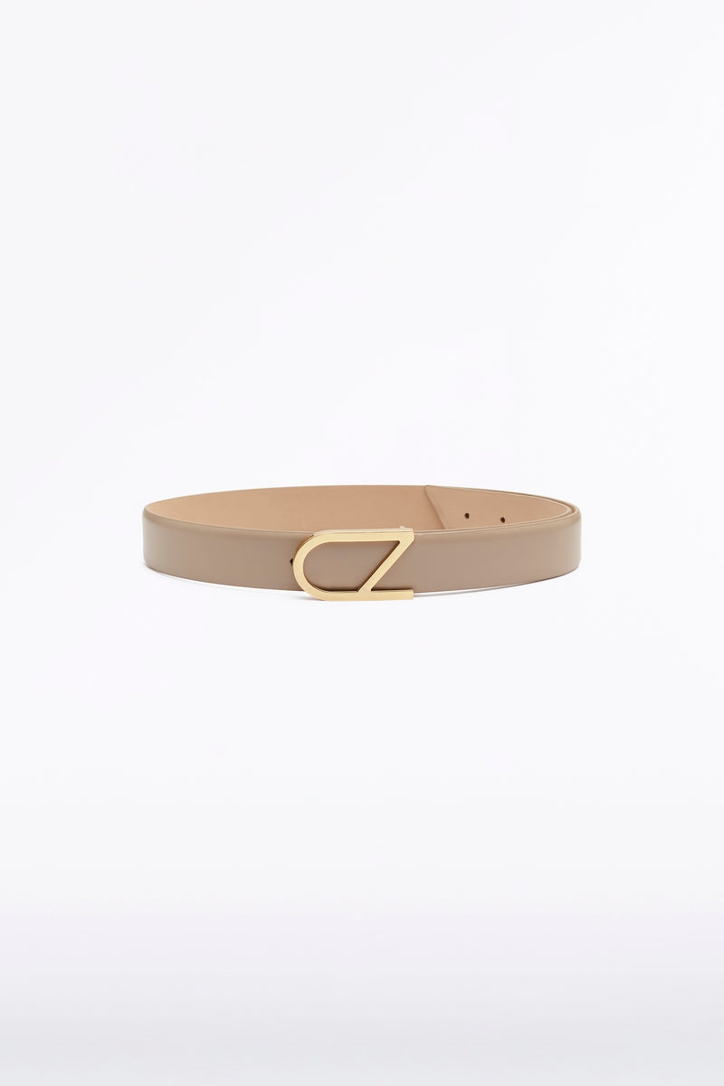 Carla Zampatti Nude Leather Cz Logo Belt (Beige)