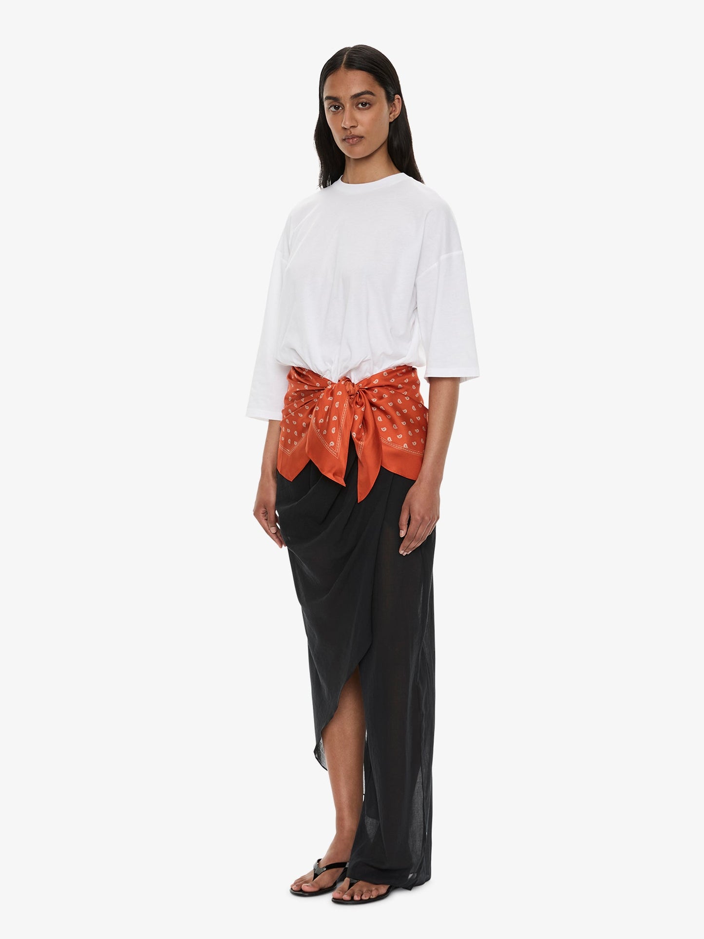 CHRISTOPHER ESBER Draped Skirt Cotton Trouser (Black)
