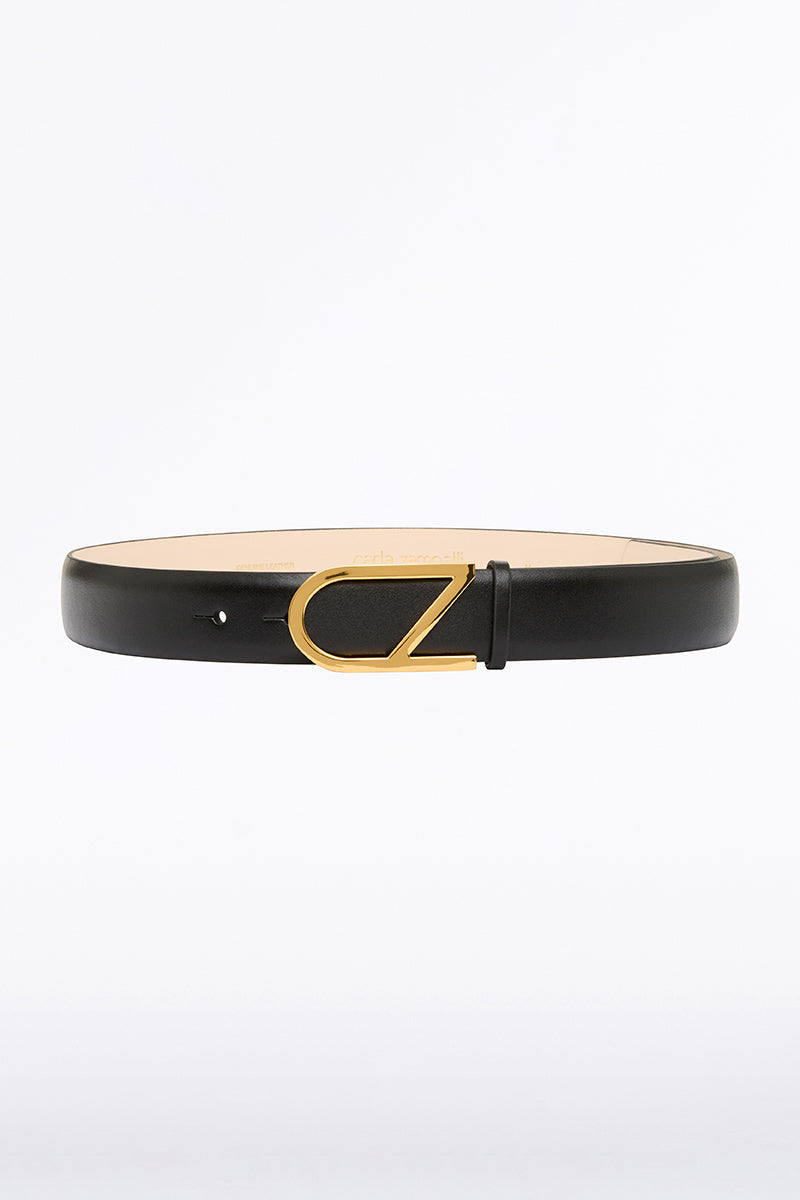 Carla Zampatti Cz Logo Belt (Blk & Antique Brass)