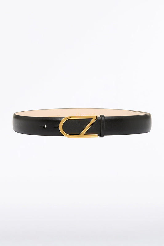Carla Zampatti Cz Logo Belt (Blk & Antique Brass)