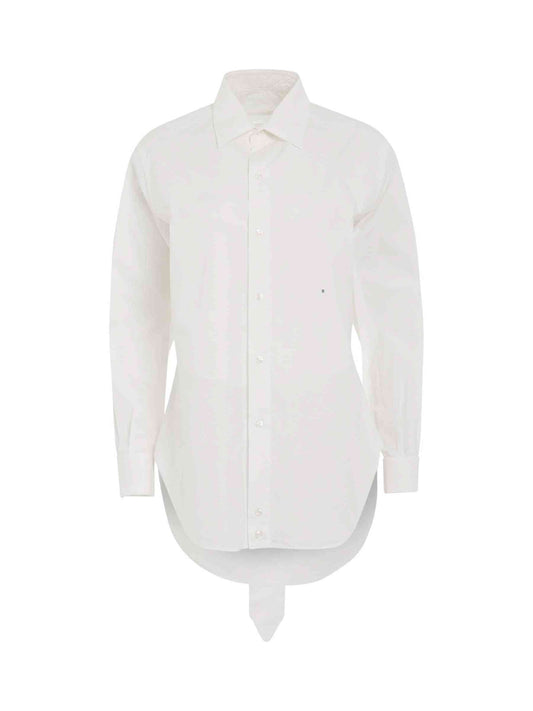 Image of a model wearing Tops. Productname: MAISON MARGIELA M Cotton Poplin Shirt in White colour by brand - MAISON MARGIELA
