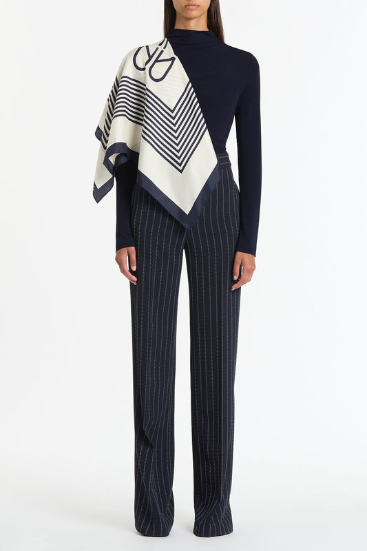 Image of Scarves & Shawls. Product name - Cz Frame Scarf in Navy colour by brand - Carla Zampatti