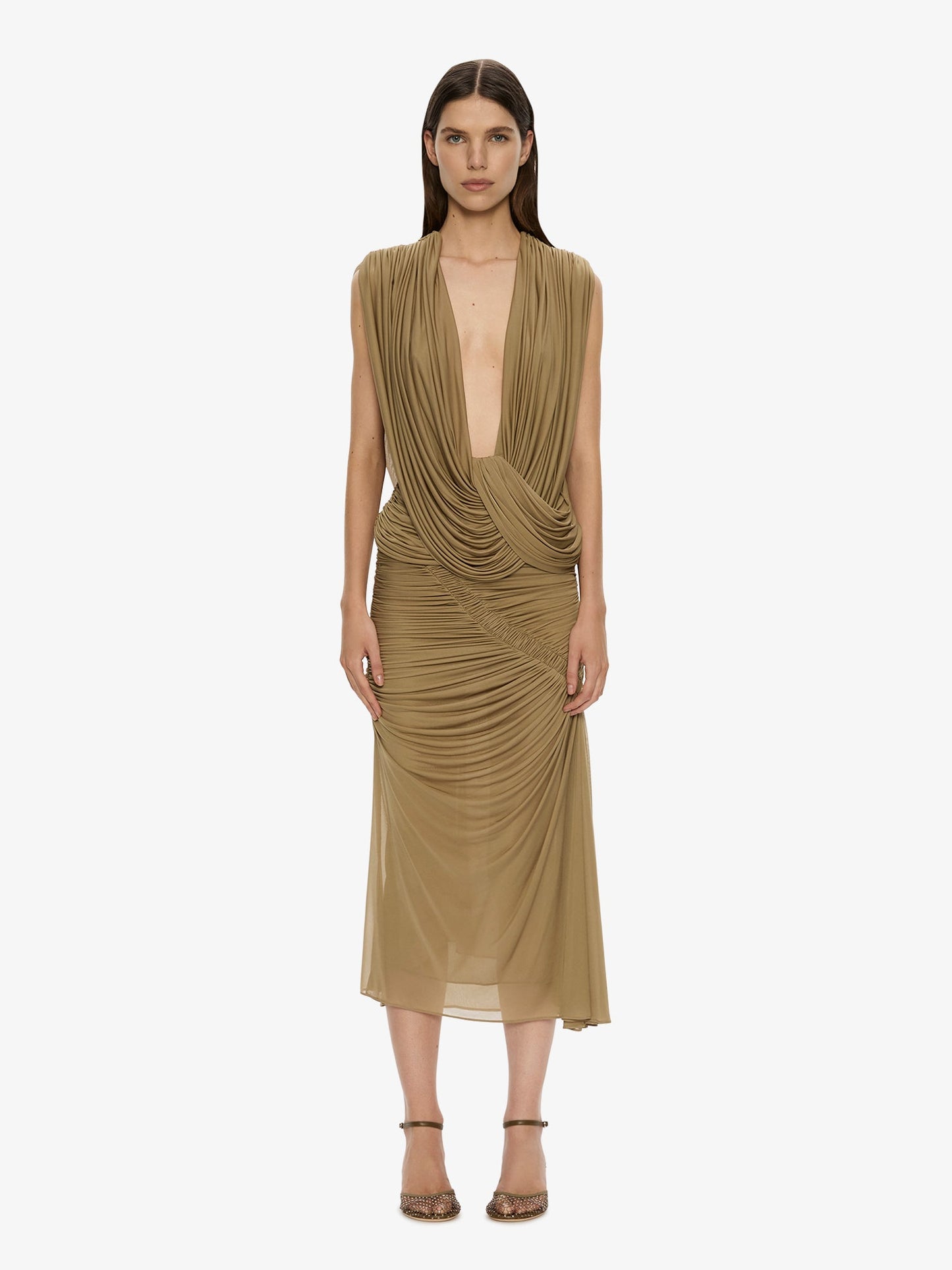 CHRISTOPHER ESBER Ripple Drape Top (Khaki)
