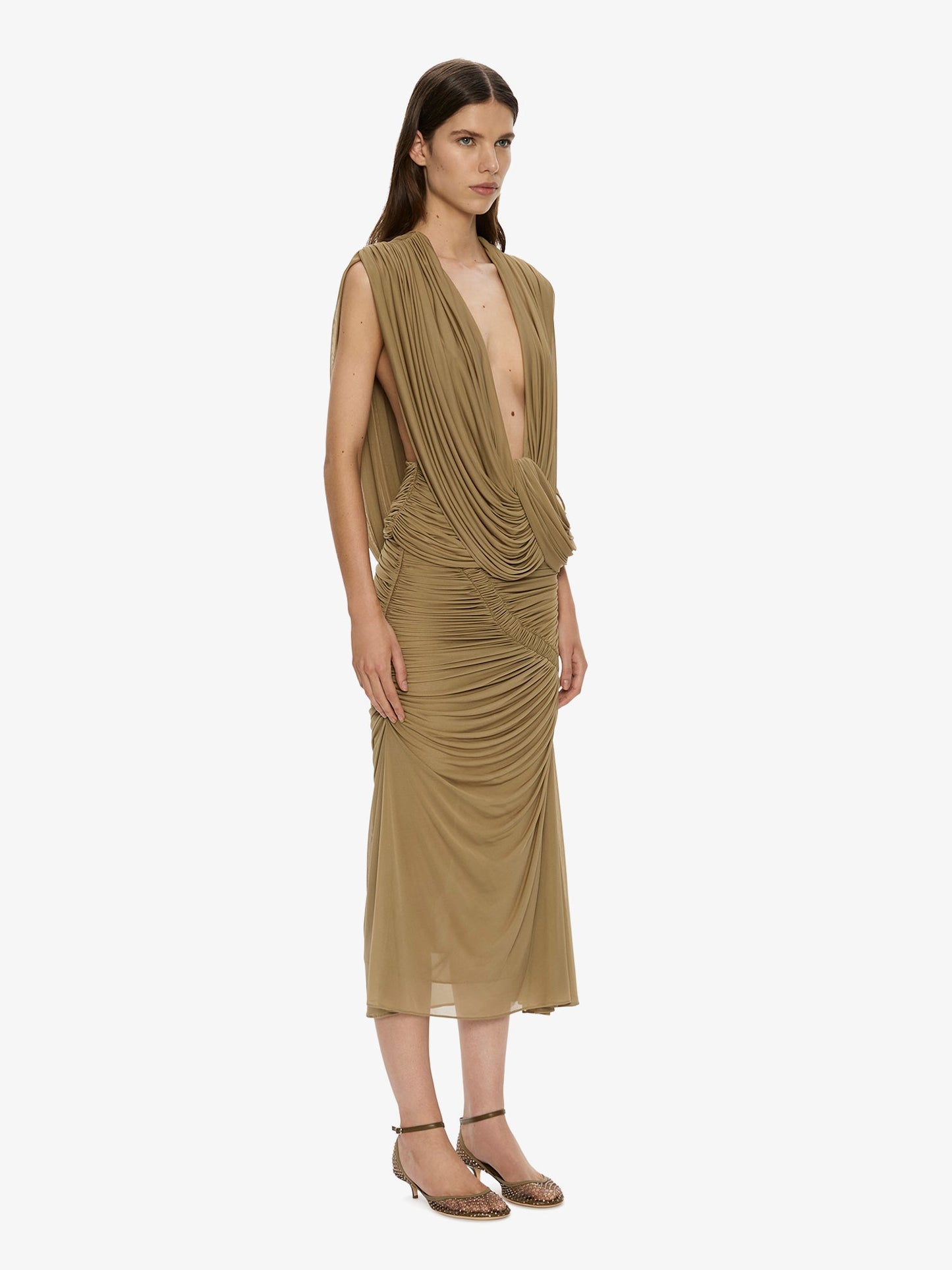 CHRISTOPHER ESBER Ripple Drape Top (Khaki)