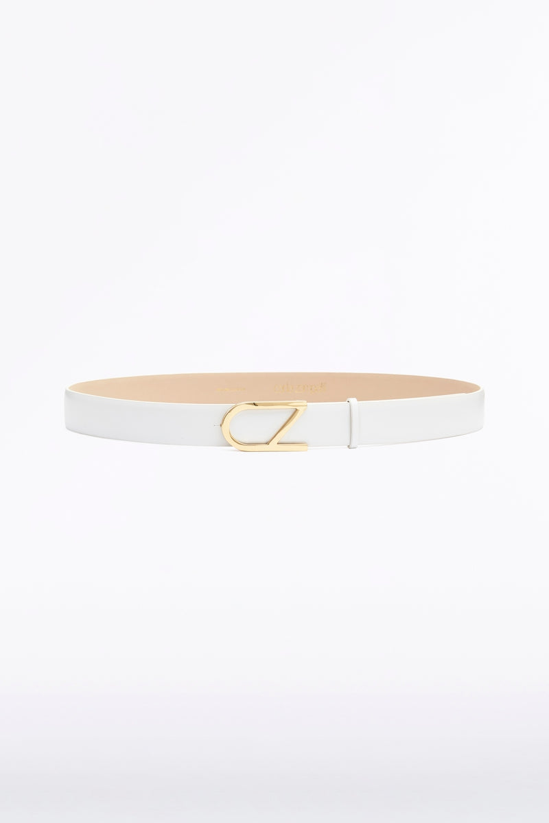 Carla Zampatti Leather Cz Logo Belt (White)