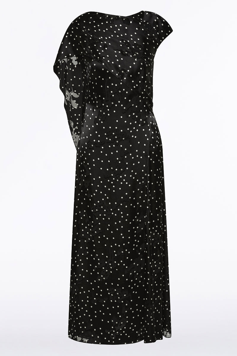 Carla Zampatti Pinspot Silk Burnout Shoulder Wrap Dress (Black)