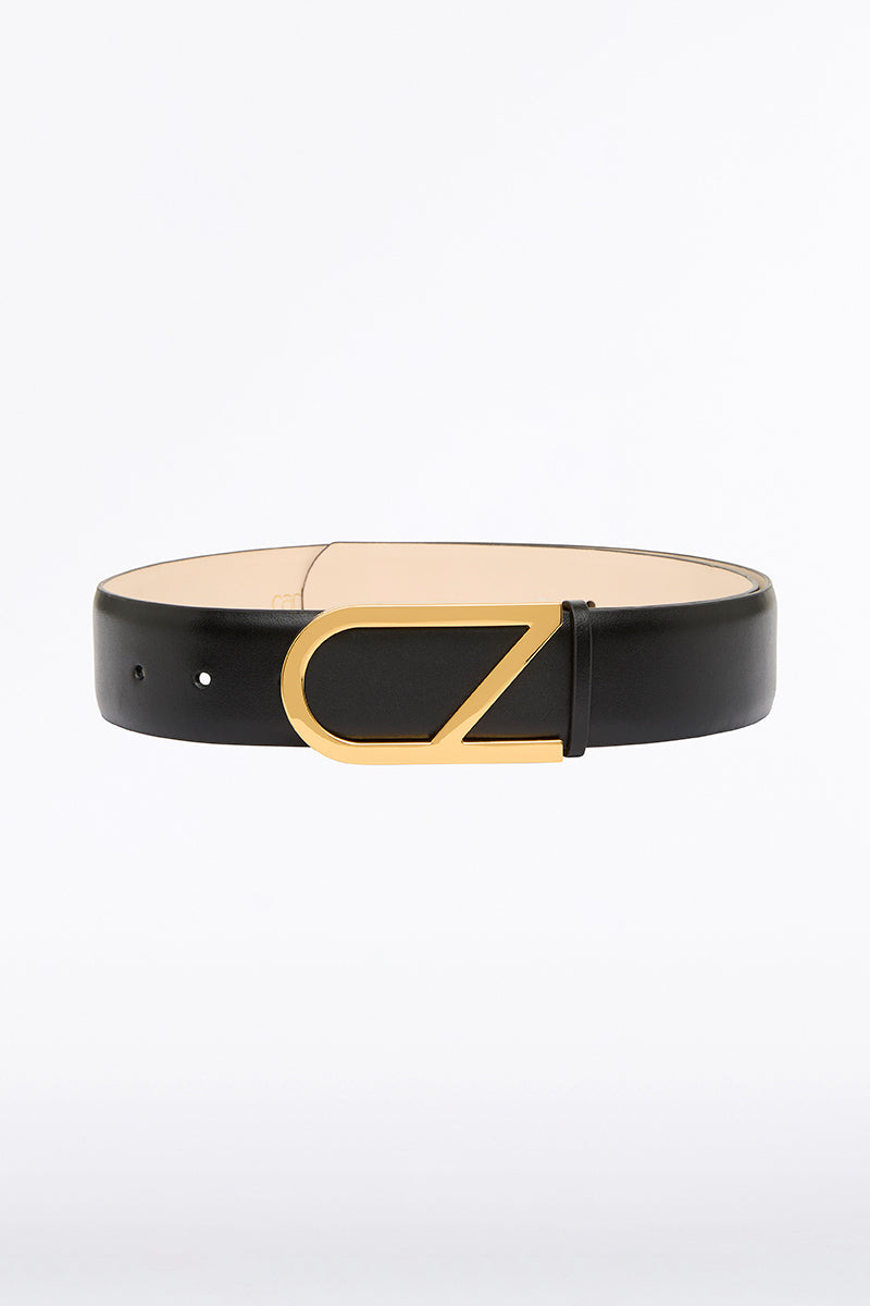 Carla Zampatti Cz Wide Logo Belt (Blk & Antique Brass)