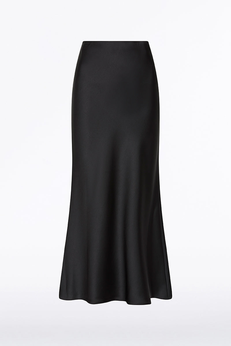 Carla Zampatti Satin Midi Skirt (Black)