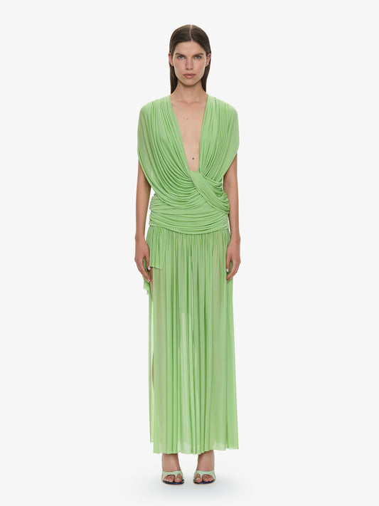 Image of a model wearing Tops. Productname: CHRISTOPHER ESBER Ripple Drape Top in Aloe colour by brand - CHRISTOPHER ESBER