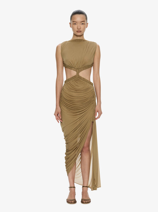 Image of Dresses. Product name - Theia Separation Dress in Khaki colour by brand - CHRISTOPHER ESBER