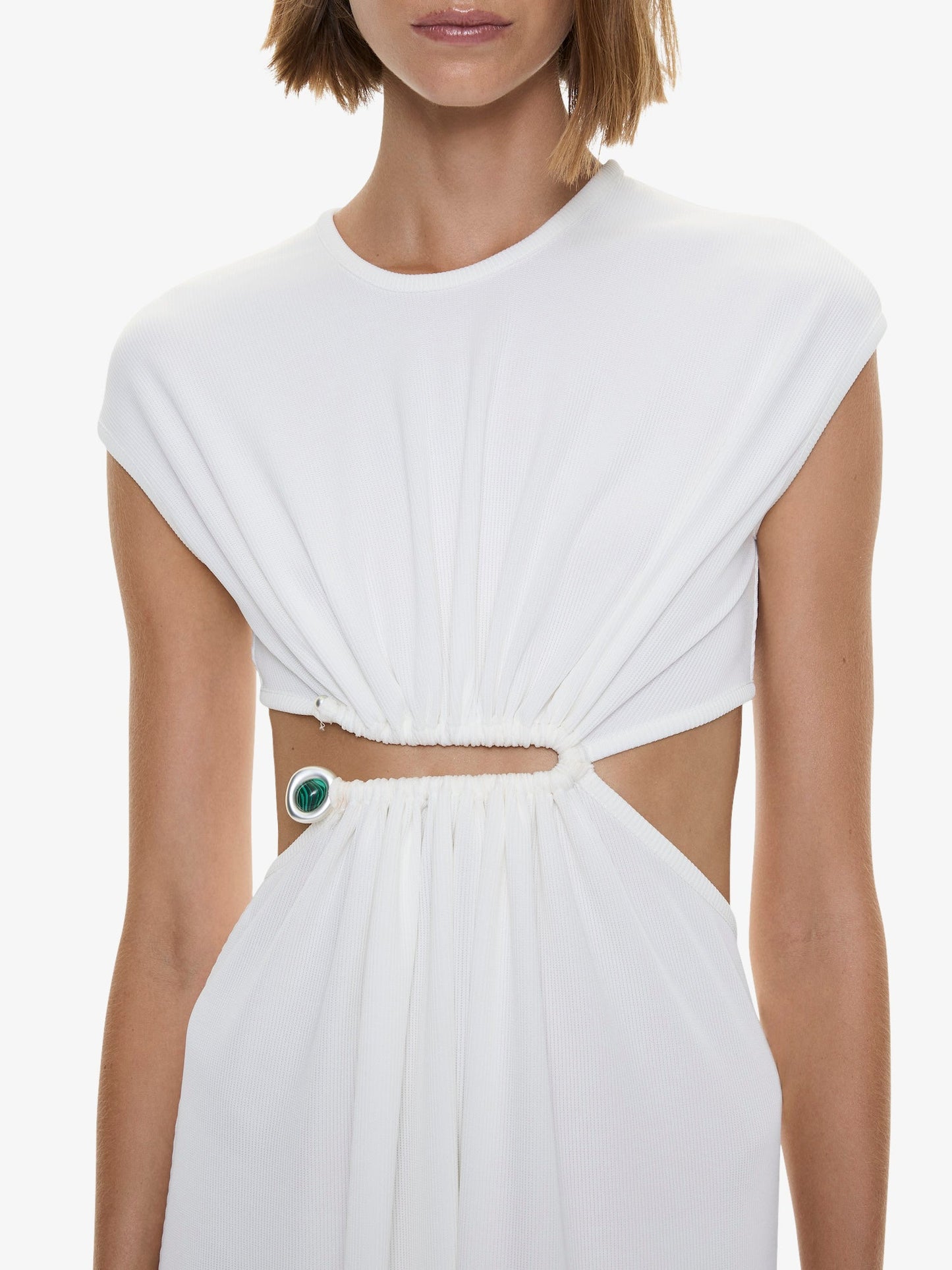 CHRISTOPHER ESBER Droplet Crystal Clasp Tank Dress (White)