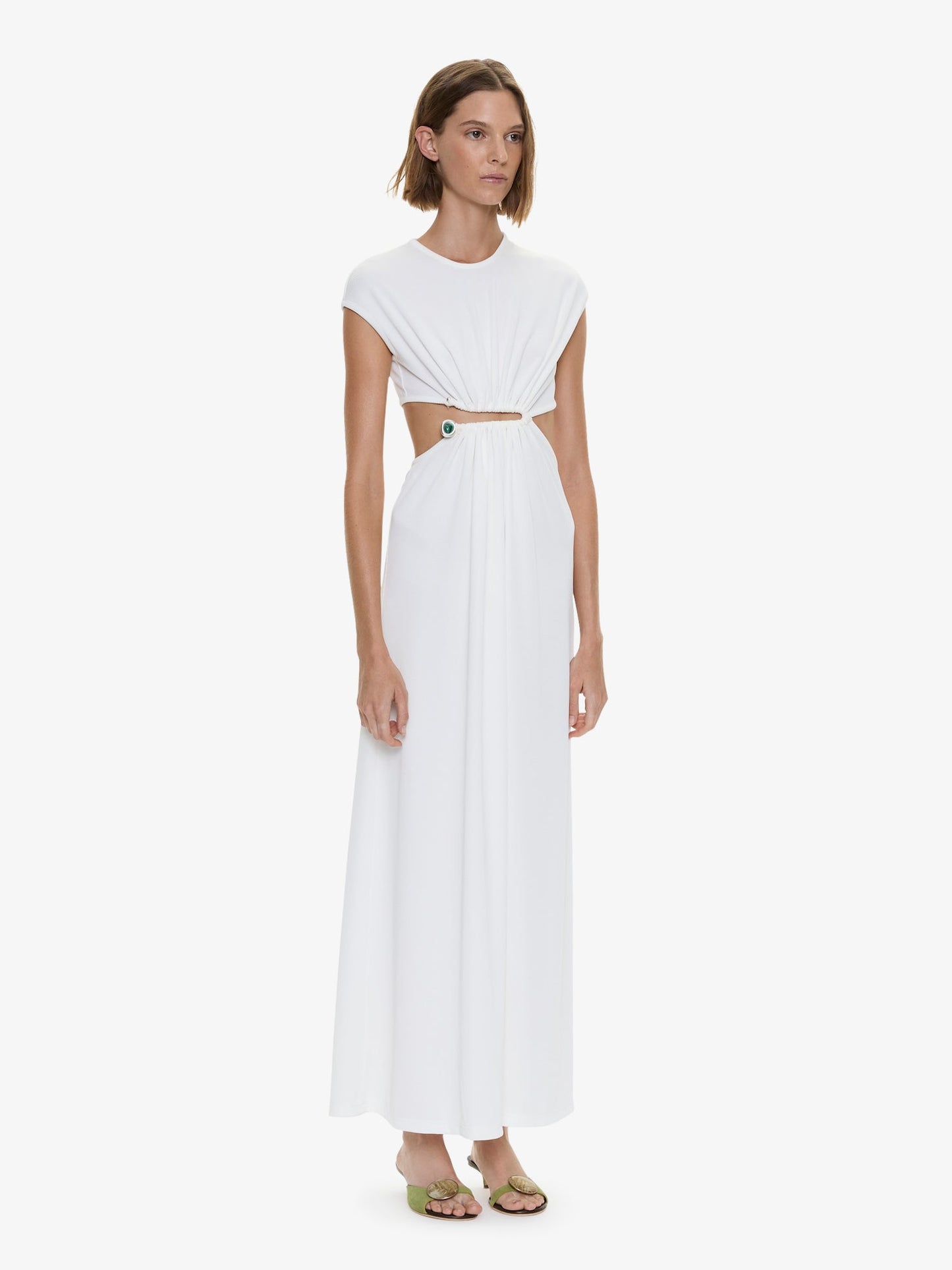 CHRISTOPHER ESBER Droplet Crystal Clasp Tank Dress (White)