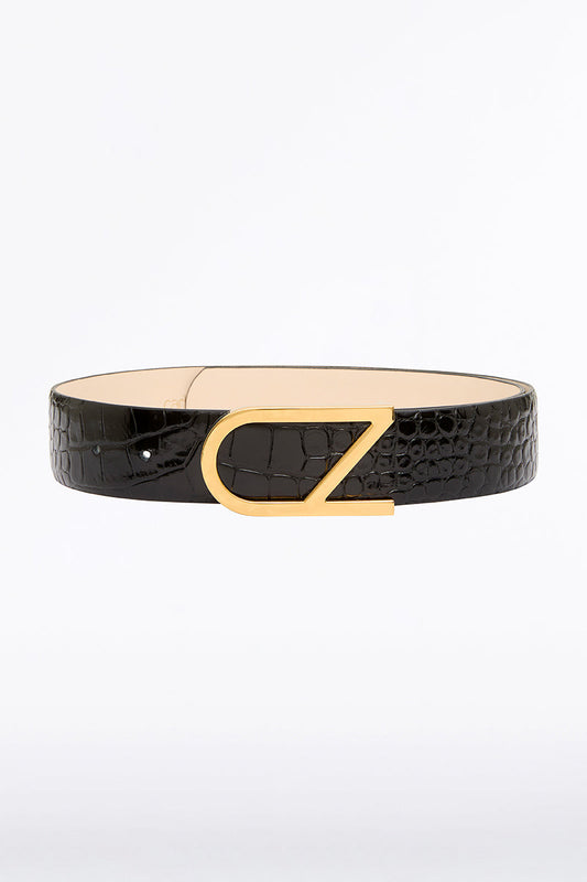 Carla Zampatti Cz Wide Logo Belt (Black)