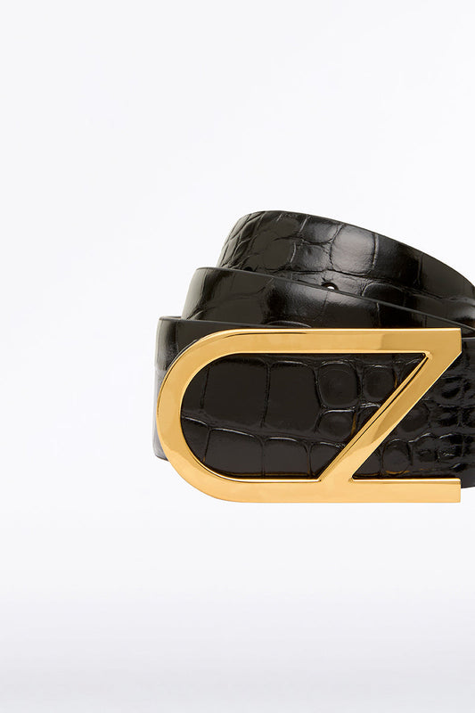 Image of Belts. Product name - Cz Wide Logo Belt in Black colour by brand - Carla Zampatti