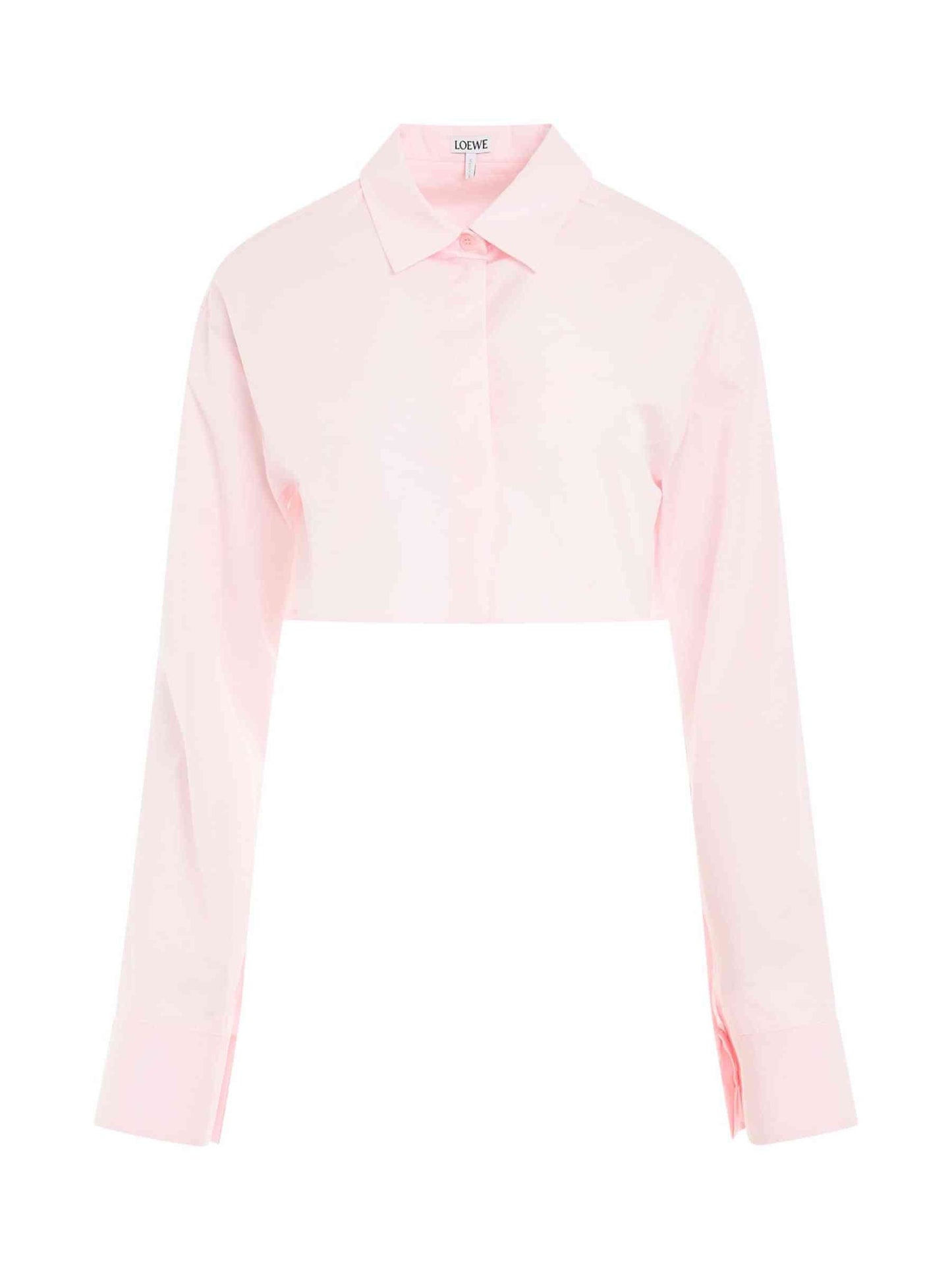 Image of a model wearing Tops. Productname: LOEWE Cropped Shirt in Cotton Candy colour by brand - LOEWE