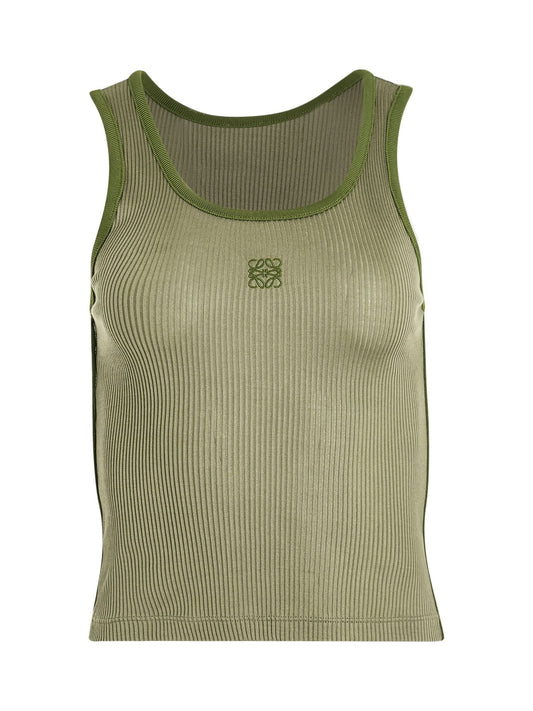 Image of a model wearing Tops. Productname: LOEWE Tank Top in Military Green colour by brand - LOEWE