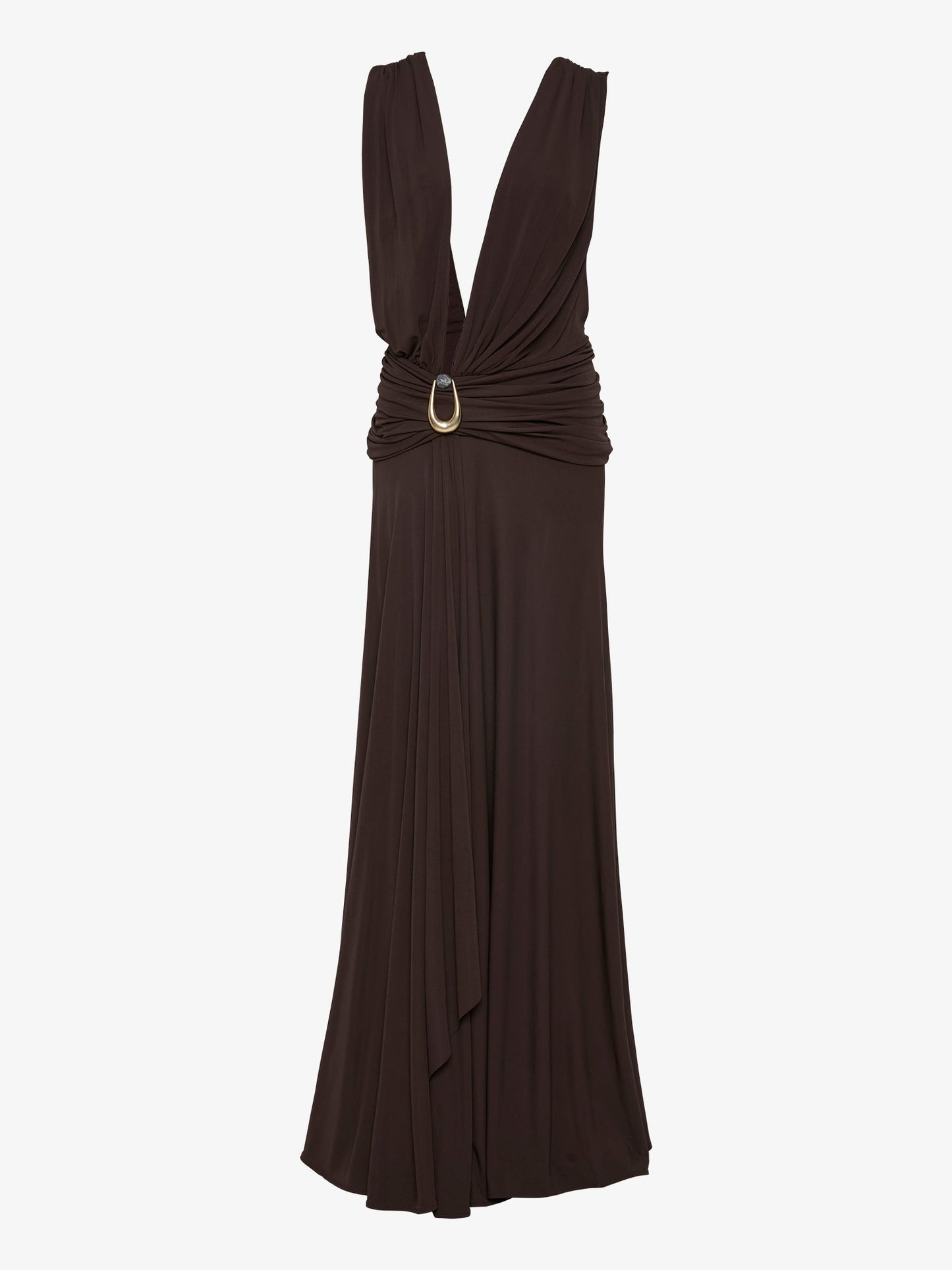 CHRISTOPHER ESBER Stone Pin Scarf Drape Long Dress (Umber)