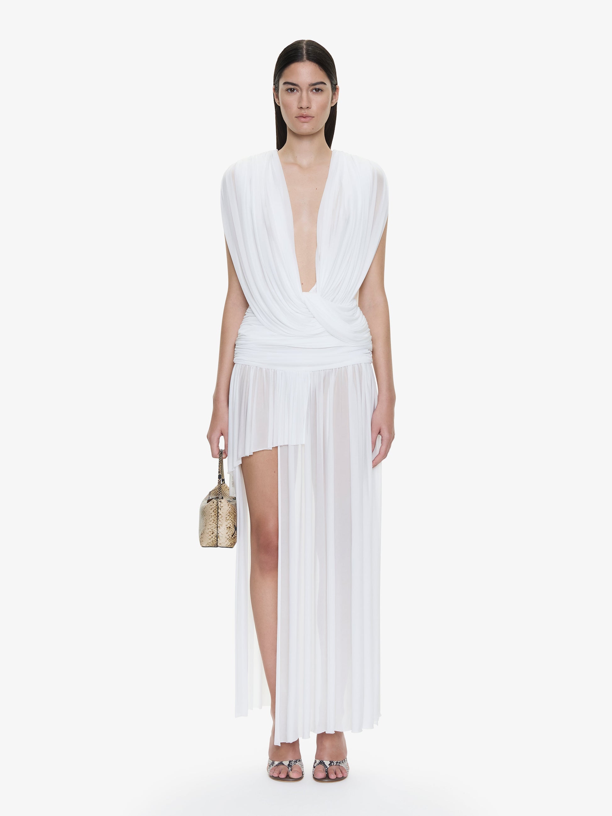 Image of a model wearing Skirts. Productname: CHRISTOPHER ESBER Orion Layered Skirt in White colour by brand - CHRISTOPHER ESBER
