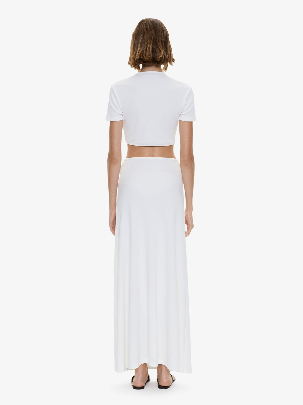 CHRISTOPHER ESBER Droplet Crystal Pendant Ruched Tee (White)