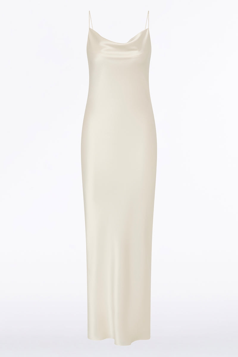 Carla Zampatti Satin Acetate Cowl Front Slip Gown (Ivory)