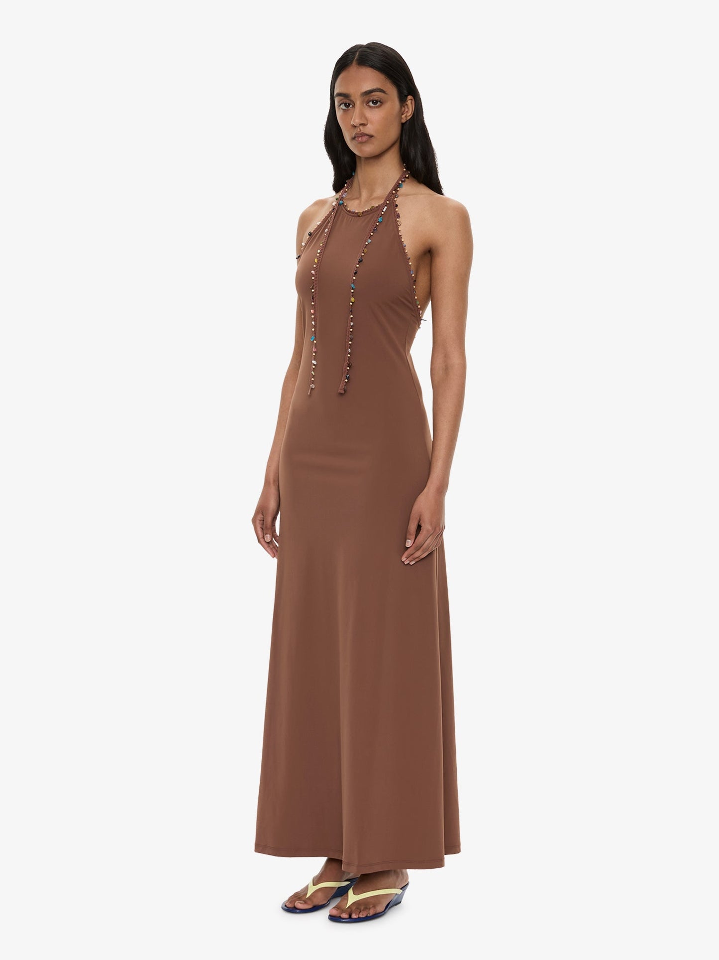 CHRISTOPHER ESBER Beach Quartz Halter Lycra Dress (Brown)