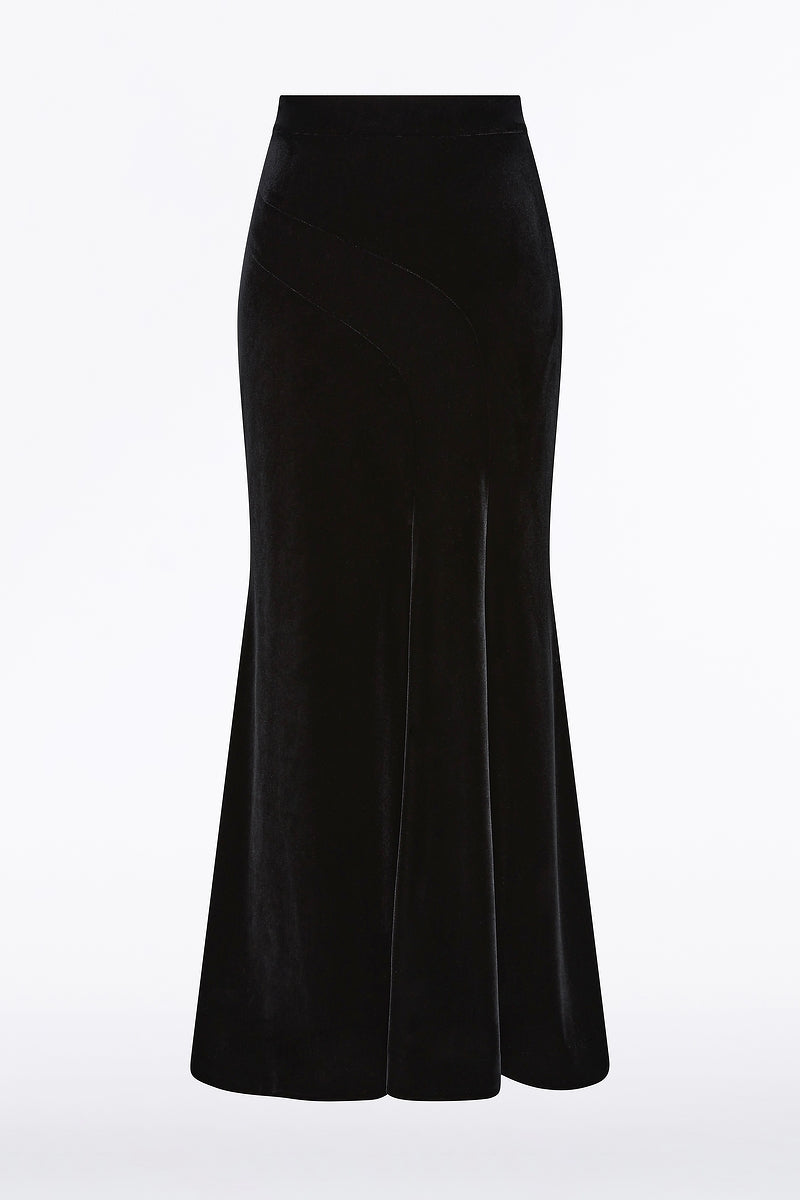 Carla Zampatti Velvet Fluted Panel Skirt (Black)