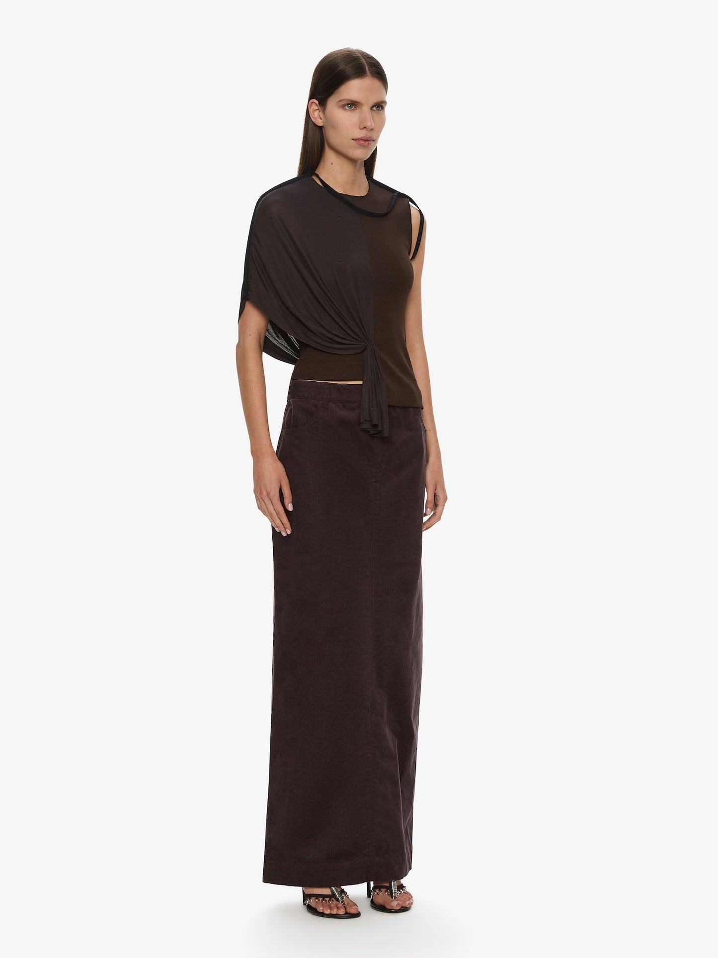 CHRISTOPHER ESBER Corduroy Tailored Column Skirt (Malbec)