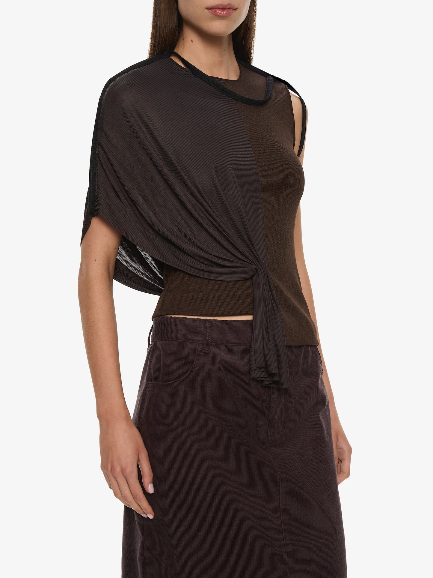 CHRISTOPHER ESBER Corduroy Tailored Column Skirt (Malbec)