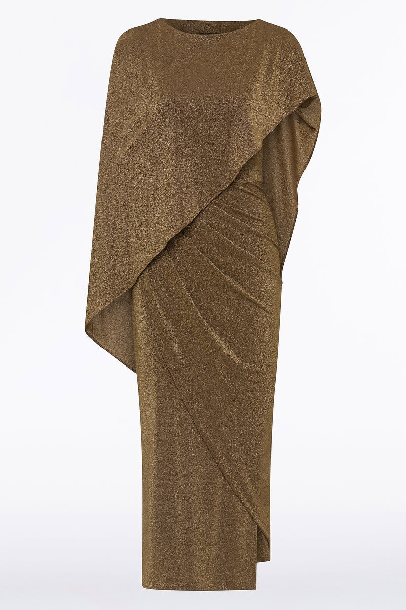 Carla Zampatti Old Lurex Knit Cape Twist Dress (Gold)