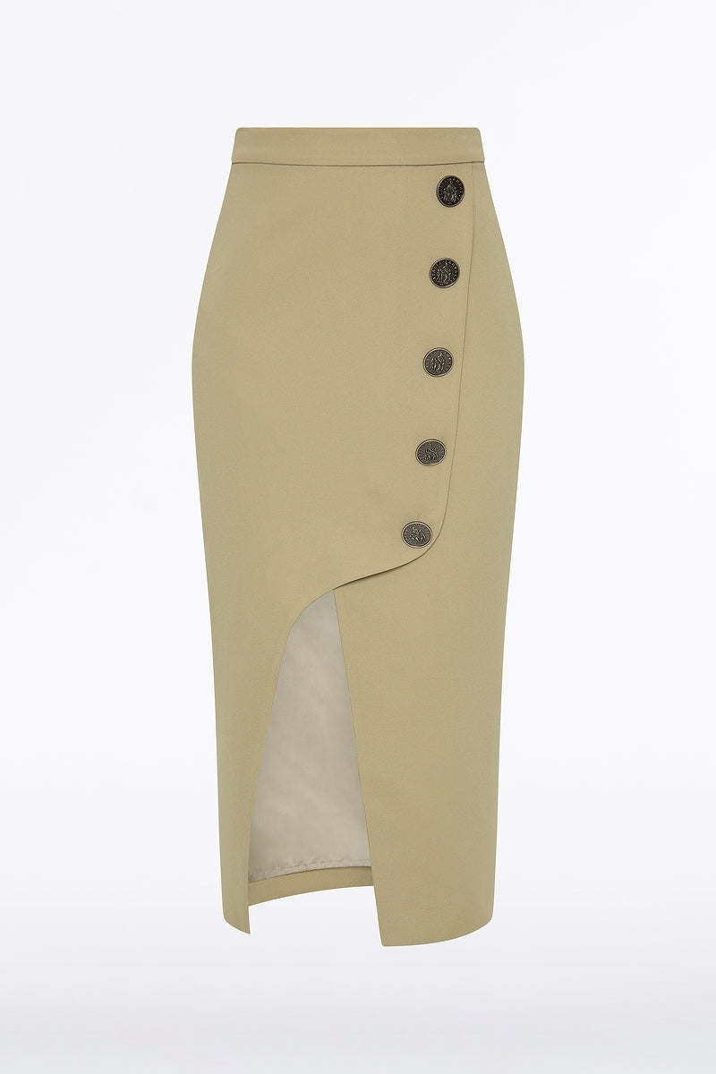 Carla Zampatti Kelp Crepe Moneta Skirt (Green)