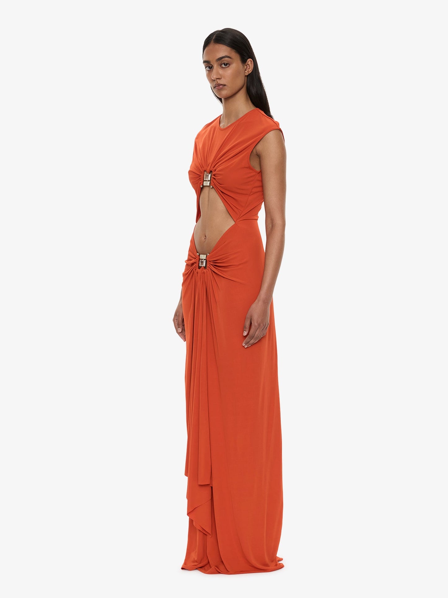CHRISTOPHER ESBER Bezel Quartz Disconnect Short Sleeve Dress (Carnelian)