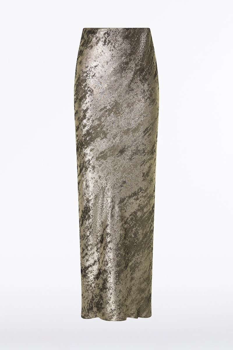Carla Zampatti Burnished Metallic Bias Skirt (Bronze)