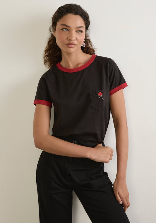 Image of T-Shirts. Productname: Auguste The Label Carter Ringer Tee in Black colour by brand - Auguste The Label