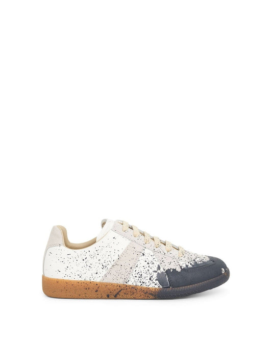 Image of Sneakers. Productname: MAISON MARGIELA Replica Paint Splatter Sneaker in White Pewter colour by brand - MAISON MARGIELA