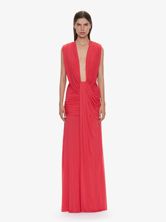 Image of Dresses. Productname: CHRISTOPHER ESBER Ripple Drape Gown in Watermelon colour by brand - CHRISTOPHER ESBER