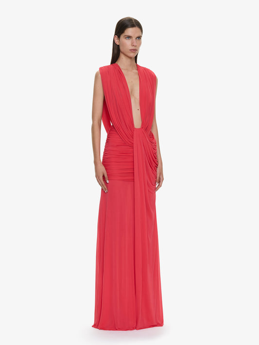 CHRISTOPHER ESBER Ripple Drape Gown (Watermelon)