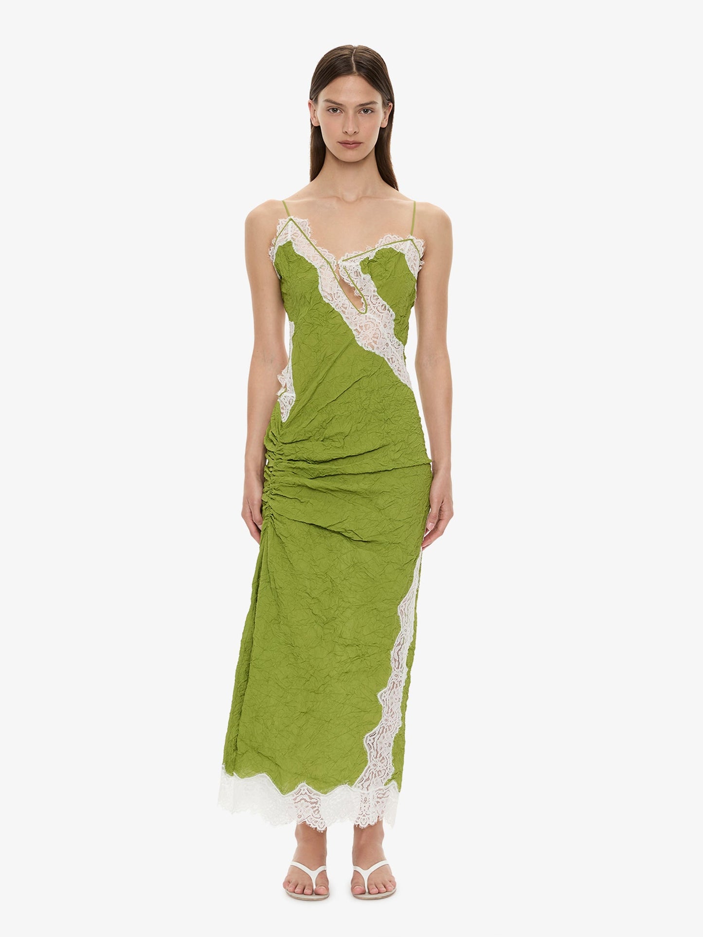 CHRISTOPHER ESBER Crimped Lace Cami Dress (White)