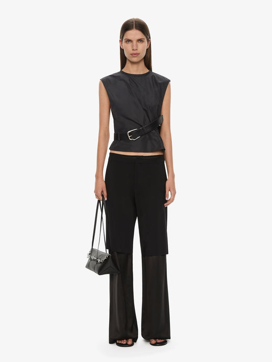 Image of a model wearing Pants. Productname: CHRISTOPHER ESBER Tailored Split Level Trouser in Black colour by brand - CHRISTOPHER ESBER